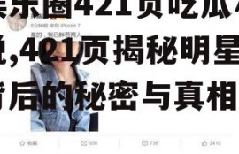 娱乐圈421页吃瓜小说,421页揭秘明星背后的秘密与真相