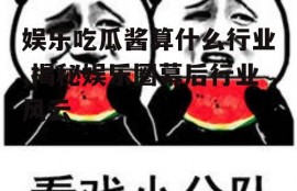娱乐吃瓜酱算什么行业,揭秘娱乐圈幕后行业风云