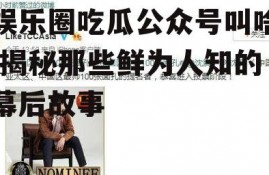 娱乐圈吃瓜公众号叫啥,揭秘那些鲜为人知的幕后故事