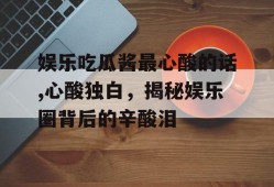娱乐吃瓜酱最心酸的话,心酸独白，揭秘娱乐圈背后的辛酸泪