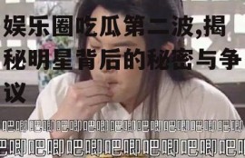 娱乐圈吃瓜第二波,揭秘明星背后的秘密与争议