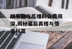 娱乐圈吃瓜爆料白鹿周深,揭秘幕后真相与情感纠葛